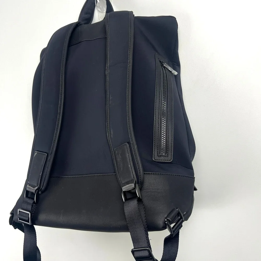 Caraa‎ x Athleta Black Neoprene Leather Trim Backpack Commuter Gym Bag Large